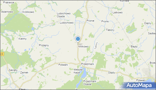 mapa Milikowo, Milikowo na mapie Targeo